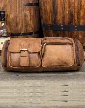 Vintage Leather Fanny Pack Mens Waist Bag Hip Pack Belt Bag Bumbag for Men Vintage Brown
