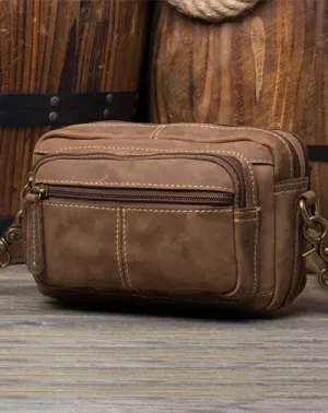 Vintage Leather Fanny Pack Mens Waist Bag Hip Pack Belt Bag Bumbag for Men Vintage Brown