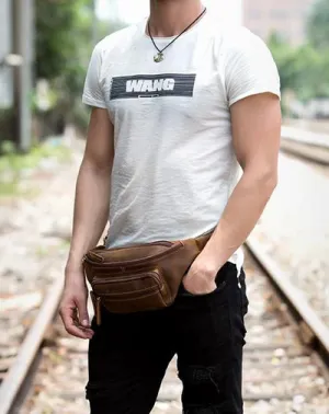 Vintage Leather Fanny Pack Mens Waist Bag Hip Pack Belt Bag Bumbag for Men Vintage Coffee