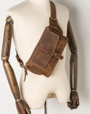 Vintage Leather Fanny Pack Mens Waist Bag Hip Pack Belt Bag Bumbag for Men Vintage Brown
