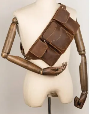 Vintage Leather Fanny Pack Mens Waist Bag Hip Pack Belt Bag Bumbag for Men Vintage Brown