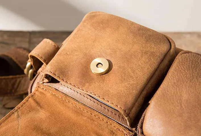 Vintage Leather Fanny Packs Mens Waist Bag Hip Pack Belt Bag for Men