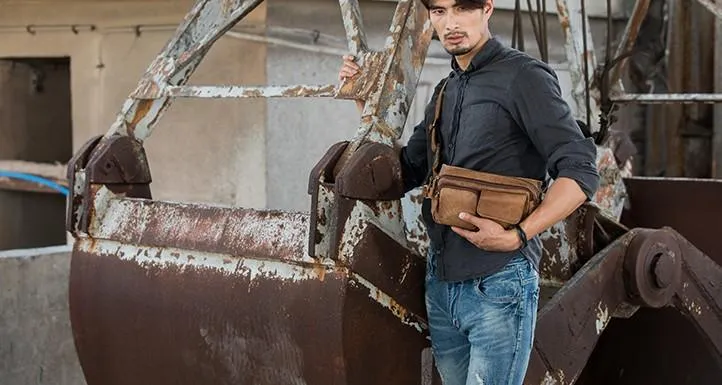 Vintage Leather Fanny Packs Mens Waist Bag Hip Pack Belt Bag for Men