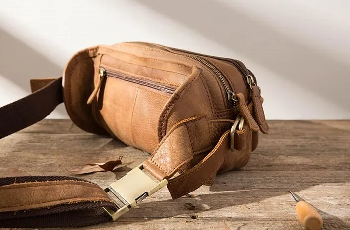 Vintage Leather Fanny Packs Mens Waist Bag Hip Pack Belt Bag for Men