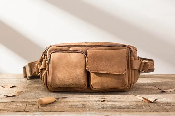 Vintage Leather Fanny Packs Mens Waist Bag Hip Pack Belt Bag for Men