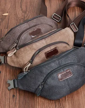 Vintage LEATHER MENS FANNY PACK Cool BUMBAG WAIST BAG FOR MEN Coffee