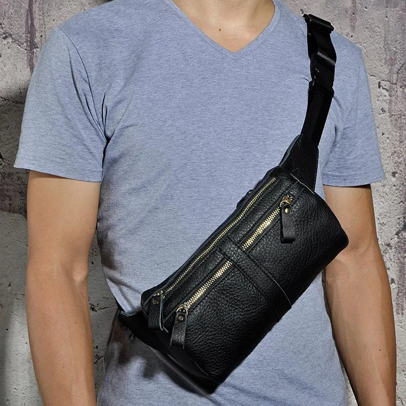Vintage Leather Mens Fanny Pack Waist Bag Hip Pack Belt Bag Bumbag for Men