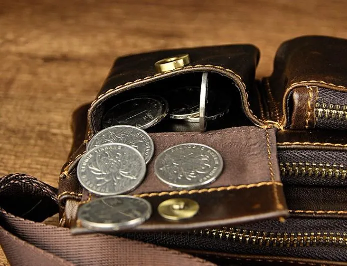 Vintage Leather Mens Fanny Pack Waist Pack Hip Pack Belt Bag for Men