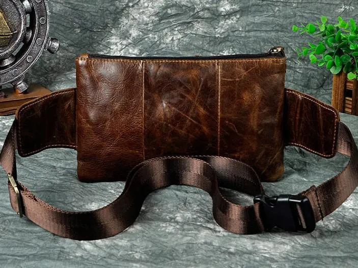 Vintage Leather Mens Fanny Pack Waist Pack Hip Pack Belt Bag for Men