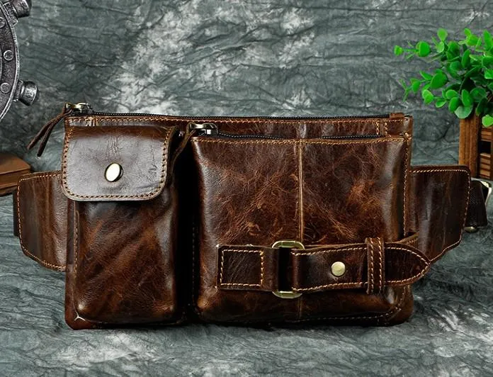 Vintage Leather Mens Fanny Pack Waist Pack Hip Pack Belt Bag for Men