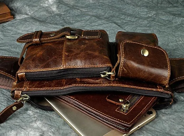 Vintage Leather Mens Fanny Pack Waist Pack Hip Pack Belt Bag for Men