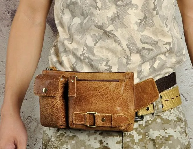 Vintage Leather Mens Fanny Pack Waist Pack Hip Pack Belt Bag for Men