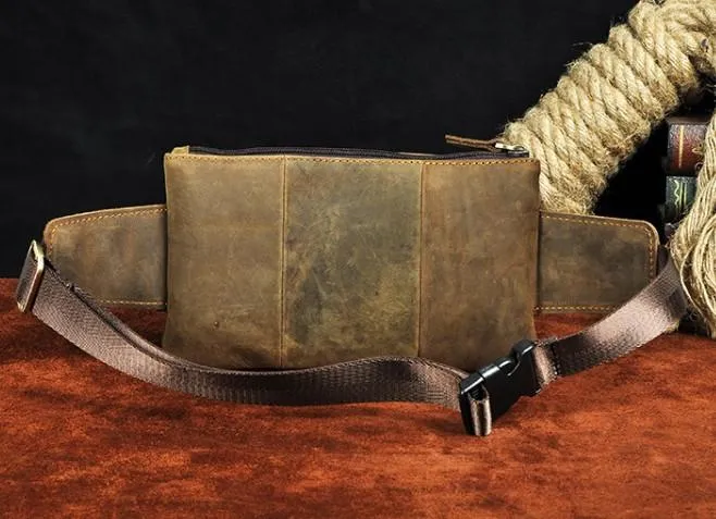 Vintage Leather Mens Fanny Pack Waist Pack Hip Pack Belt Bag for Men