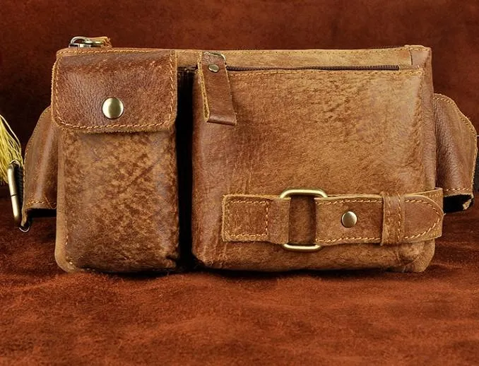 Vintage Leather Mens Fanny Pack Waist Pack Hip Pack Belt Bag for Men