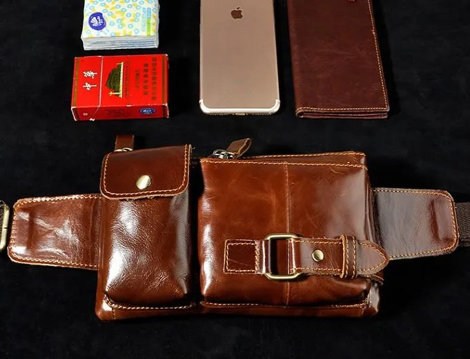 Vintage Leather Mens Fanny Pack Waist Pack Hip Pack Belt Bag for Men