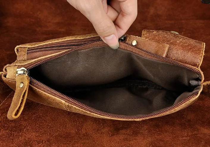 Vintage Leather Mens Fanny Pack Waist Pack Hip Pack Belt Bag for Men