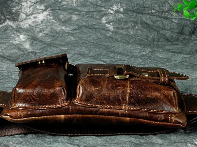 Vintage Leather Mens Fanny Pack Waist Pack Hip Pack Belt Bag for Men