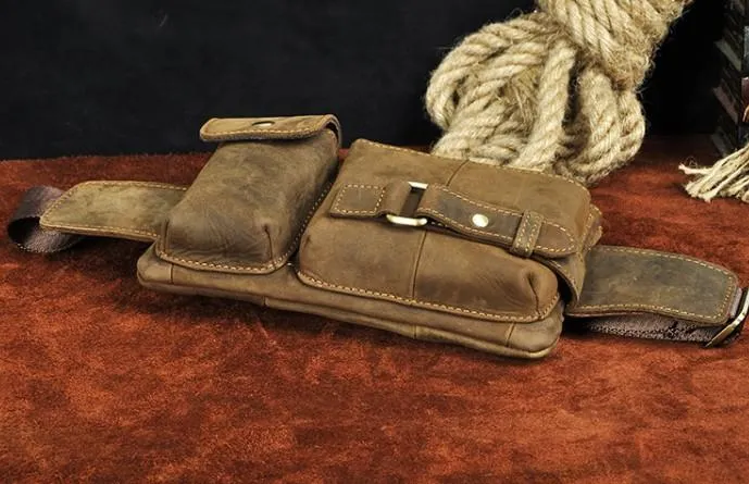 Vintage Leather Mens Fanny Pack Waist Pack Hip Pack Belt Bag for Men