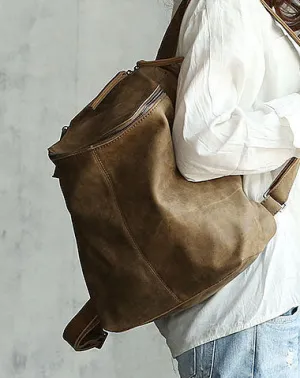 Vintage LEATHER WOMEN Barrel Backpacks School Bucket Backpacks FOR WOMEN cheap online