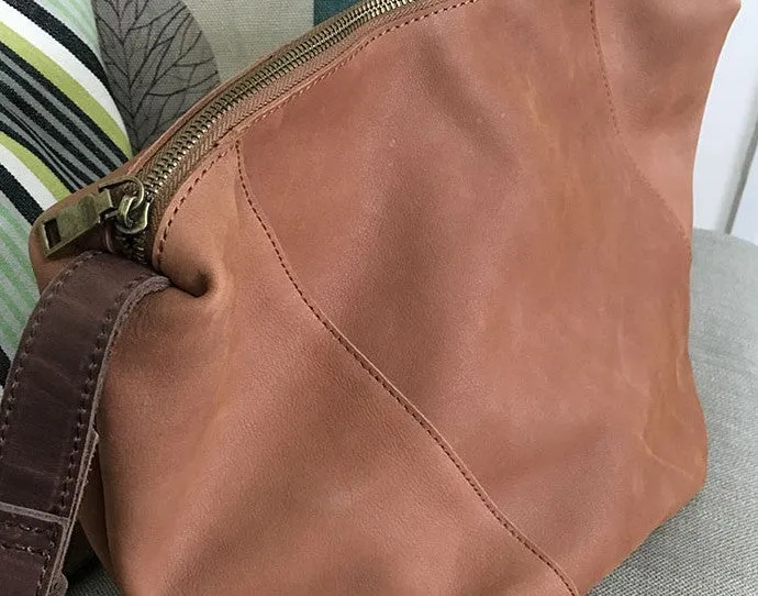 Vintage LEATHER WOMENs Bucket SHOULDER BAG Barrel Crossbody Purse FOR WOMEN