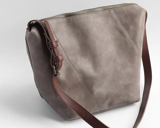 Vintage LEATHER WOMENs Bucket SHOULDER BAG Barrel Crossbody Purse FOR WOMEN