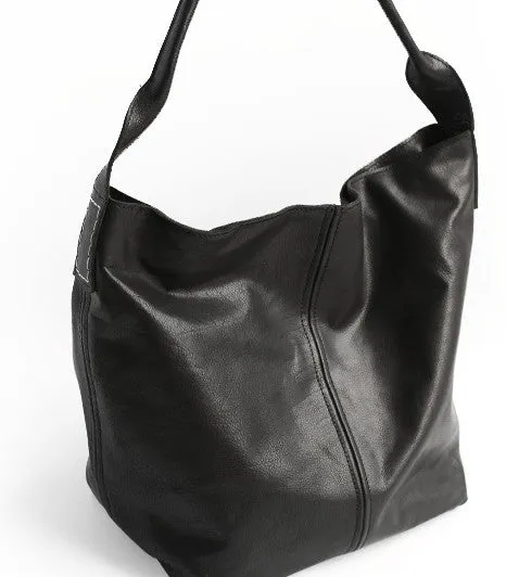 Vintage LEATHER WOMENs Large Bucket SHOULDER BAG Barrel Purse FOR WOMEN