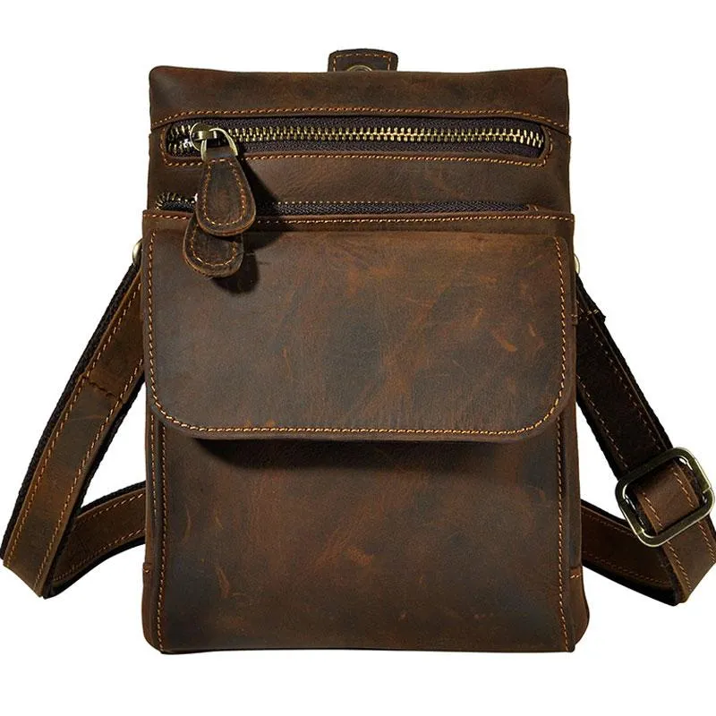 Vintage Mens Leather Belt Pouch Holster Side Bag Belt Case Waist Pouch for Men