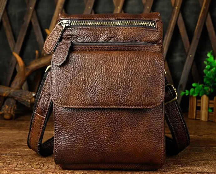 Vintage Mens Leather Belt Pouch Holster Side Bag Belt Case Waist Pouch for Men
