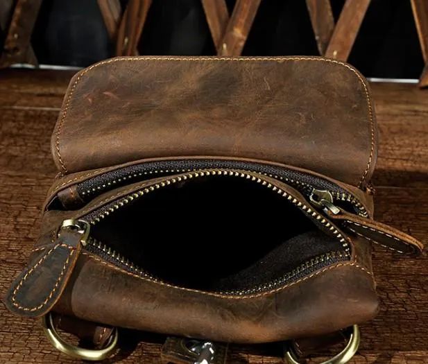 Vintage Mens Leather Belt Pouch Holster Side Bag Belt Case Waist Pouch for Men