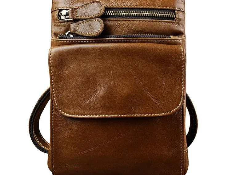 Vintage Mens Leather Belt Pouch Holster Side Bag Belt Case Waist Pouch for Men