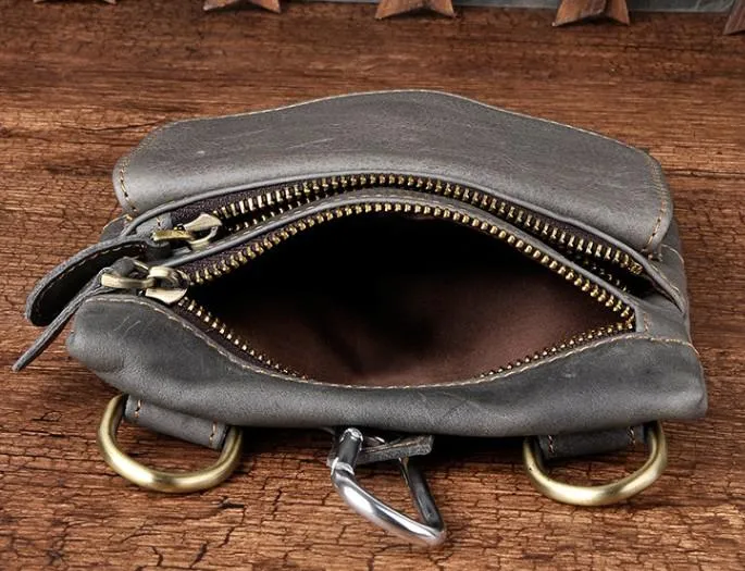 Vintage Mens Leather Belt Pouch Holster Side Bag Belt Case Waist Pouch for Men