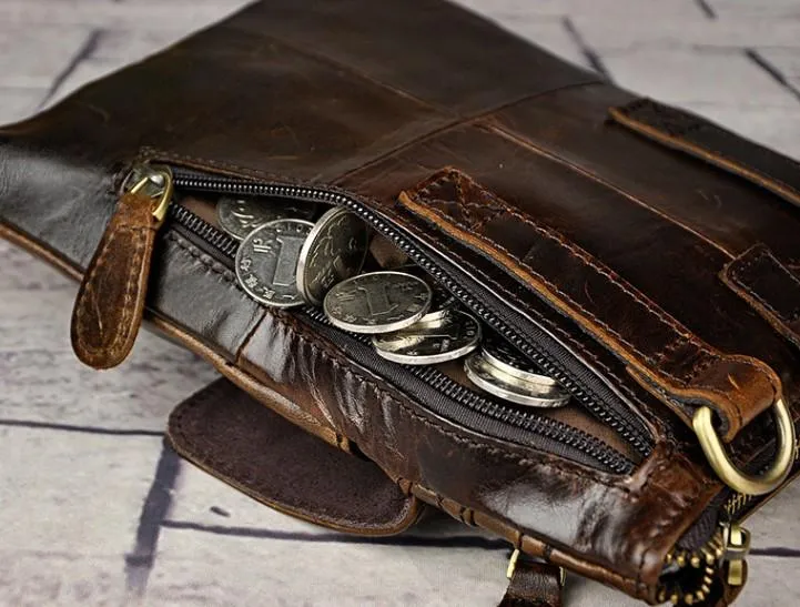 Vintage Mens Leather Side Bag Belt Pouch Holster Belt Case Waist Pouch for Men