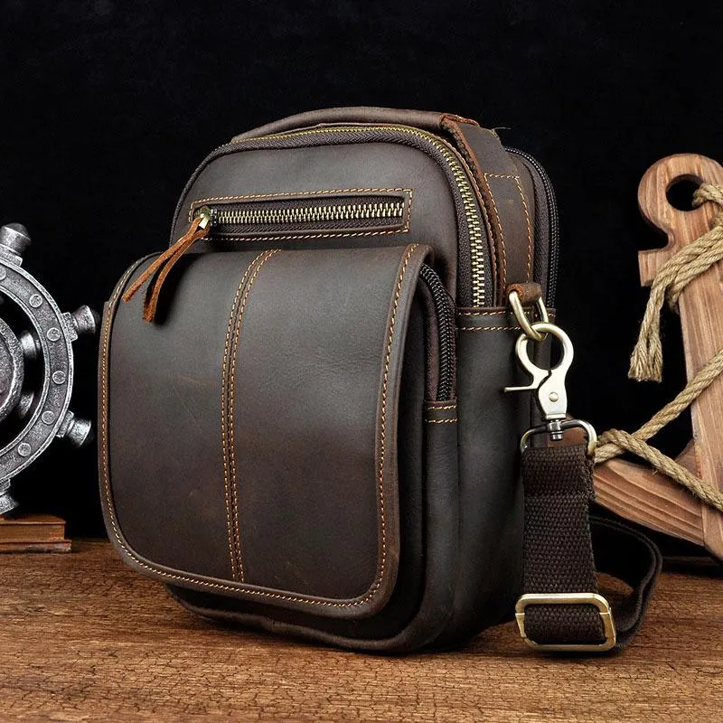 Vintage Mens Leather Side Bag Belt Pouch Holster Belt Case Waist Pouch for Men