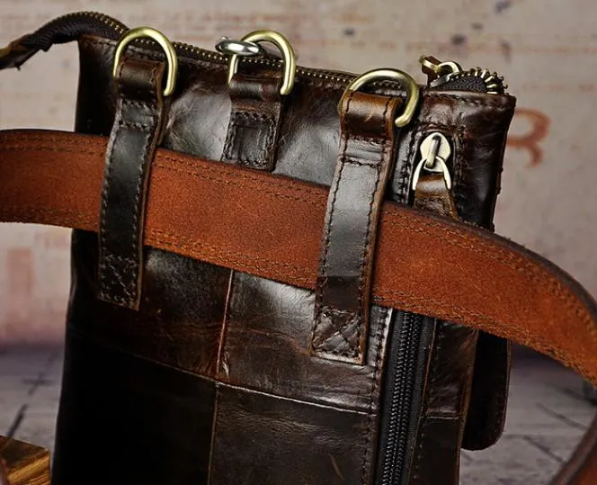Vintage Mens Leather Side Bag Belt Pouch Holster Belt Case Waist Pouch for Men