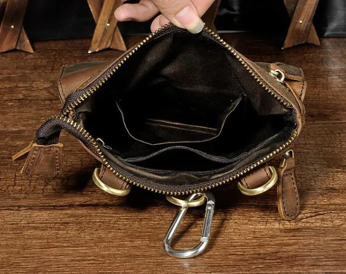 Vintage Mens Leather Side Bag Belt Pouch Holster Belt Case Waist Pouch for Men