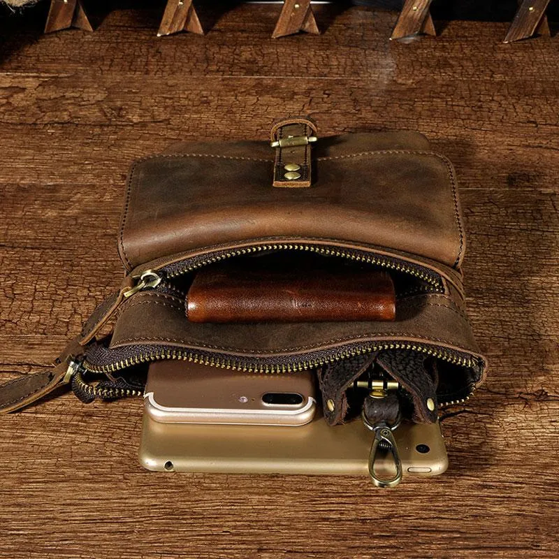 Vintage Mens Leather Side Bag Belt Pouch Holster Belt Case Waist Pouch for Men