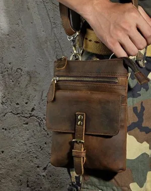 Vintage Mens Leather Side Bag Belt Pouch Holster Belt Case Waist Pouch for Men Vintage Brown