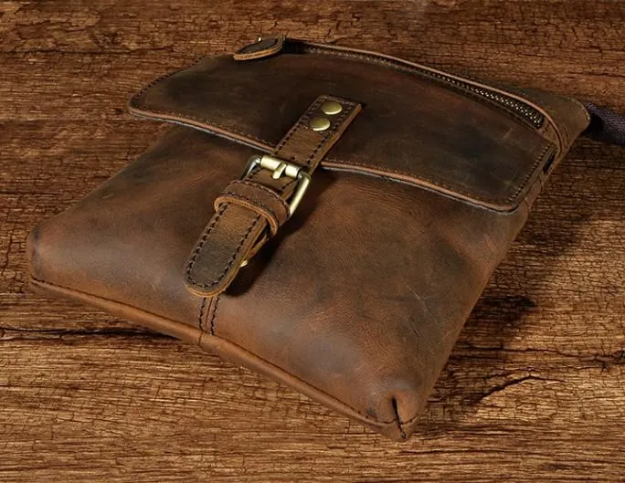 Vintage Mens Leather Side Bag Belt Pouch Holster Belt Case Waist Pouch for Men