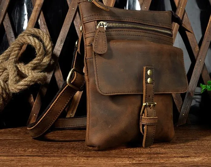 Vintage Mens Leather Side Bag Belt Pouch Holster Belt Case Waist Pouch for Men