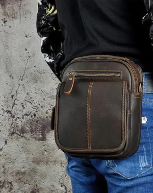 Vintage Mens Leather Side Bag Belt Pouch Holster Belt Case Waist Pouch for Men Vintage Brown