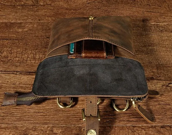 Vintage Mens Leather Side Bag Belt Pouch Holster Belt Case Waist Pouch for Men