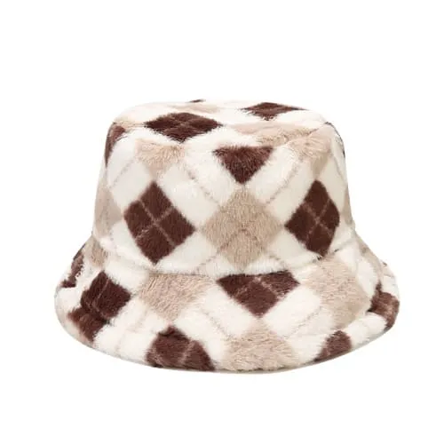 Vintage Rhombuses Fur Bucket Hat
