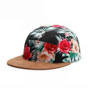 Vintage Roses 5 Panels Cap boater hat with bow in beach sunlight