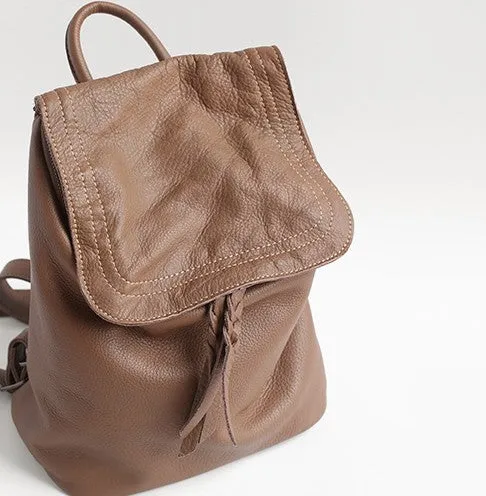Vintage Soft LEATHER WOMEN Bucket Backpack School Backpack FOR WOMEN