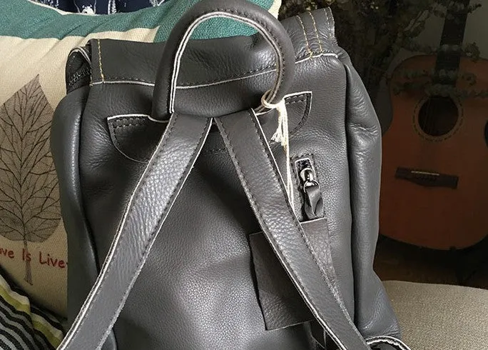 Vintage Soft LEATHER WOMEN Bucket Backpack School Backpack FOR WOMEN