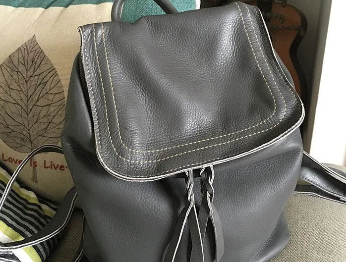 Vintage Soft LEATHER WOMEN Bucket Backpack School Backpack FOR WOMEN