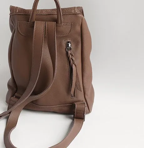 Vintage Soft LEATHER WOMEN Bucket Backpack School Backpack FOR WOMEN