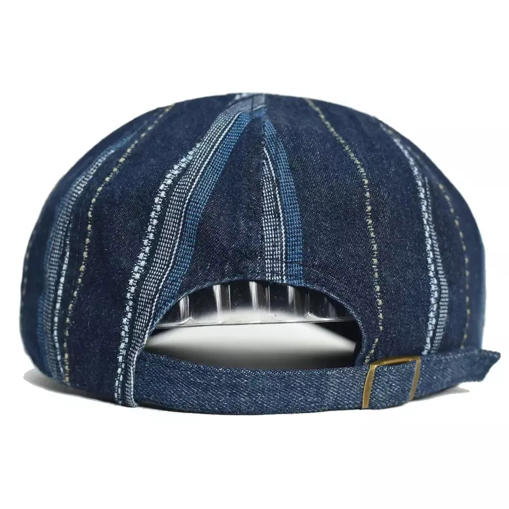 Vintage Striped Denim Newsboy Cap