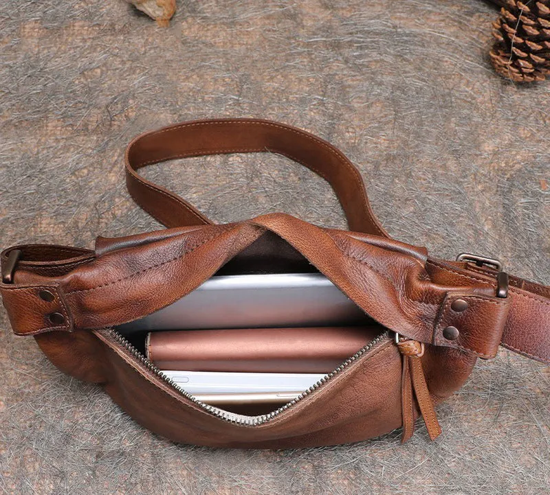Vintage Women Leather Waist Bag Black Gray Fanny Pack Handmade Hip Packs for Women