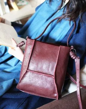 VIntage Womens Leather Burgundy Tote Purse Bucket Tote Small Black Shoulder Bucket Work Bag for Ladies cheap online